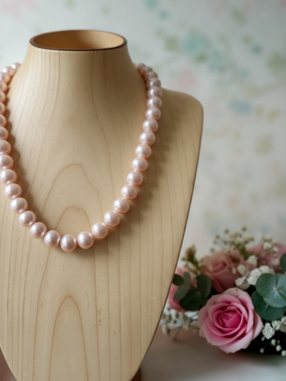Faux Pink Pearl Necklace with a High Lustre Finish Pre-Owned